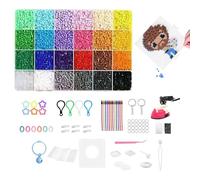 Coffret De Perles À Repasser,24 Couleurs de Matériel pour Activités Créatives,Kit de Perles à Fusionner | pour Filles et Garçons Noël Anniversaire Maison École Bracelet Porte-clés Charmes