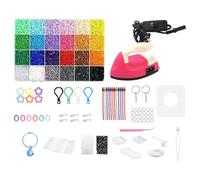 Coffret De Perles À Repasser | 24 Couleurs de Matériel pour Activités Créatives - Kit de Perles à Fusionner - pour Filles et Garçons Noël Anniversaire Maison École Bracelet Porte-clés Charmes