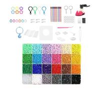 Coffret De Perles À Repasser | 24 Couleurs de Matériel pour Activités Créatives | Kit de Perles à Fusionner | pour Filles et Garçons Noël Anniversaire Maison École Bracelet Porte-clés Charmes
