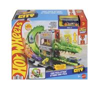 Hot Wheels – Coffret piste Attaque du Crocodile – Véhicule 1/63 – Descente à toute vitesse – JHL93