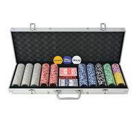 vidaXL Coffret de poker avec 500 jetons laser aluminium