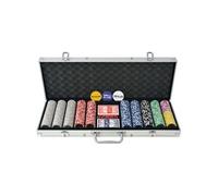 vidaXL Coffret de poker avec 500 jetons laser aluminium