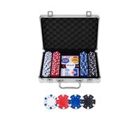 Engelhart Set de poker 320905 – Malette métal argent, 200 jetons 11,5 g, 2 jeux de cartes