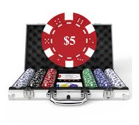 Coffret de poker HEITOK pour Texas Hold'em avec 300 jetons de poker de 11,5 g, 5 dés et 2 jeux de cartes dans