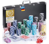 Coffret de Poker Professionnel avec 300 à 500 jetons de Poker de qualité supérieure ; Jeu de Cartes, Cartes de Poker, dés, Bouton de donneur ; Mallette en Aluminium verrouillable ; Casino pour la
