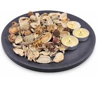 Coffret de Pot-pourri parfumé à la Vanille | Pot-pourri décoratif pour la Maison, thème Printemps, avec 3 Bougies Chauffe-Plat