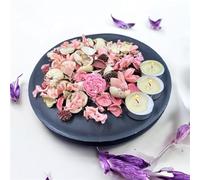 Coffret de Pot-pourri parfumé Fleurs Roses | Pot-pourri décoratif pour la Maison Printemps, avec 3 Bougies Chauffe-Plat