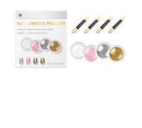 Coffret De Poudre À Ongles Chrome - 4 Pièces Paillettes Holographiques Tenue Longue et,Kit de Poudre Nacrée aux Reflets Chromés | Pour Manucure à Domicile Débutantes Usage Quotidien Soirée et Rendez-v
