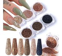 Coffret De Poudres Pailletées Holographiques Ultra Scintillantes Pour Ongles - 6 Couleurs Pour De Superbes Projets De Nail Art Et De Bricolage
