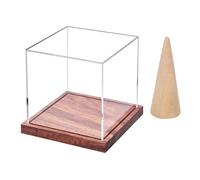 Coffret de présentation pour bague - Boîte à bagues de tournoi en acrylique avec base en bois - Support en acrylique transparent pour baseball, football, sport