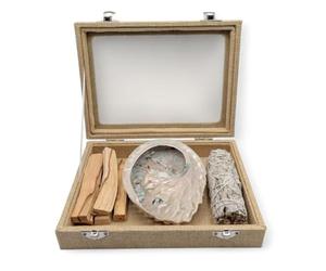 Coffret de Purification Complet avec Sauge, Palo Santo & Coquille d’Ormeau - Rituel énergétique - pour éliminer Les énergies négatives