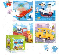 Coffret de puzzles éducatifs 4 en 1 Transport - Quatre puzzles pour enfants