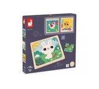 Coffret de Puzzles en Bois : Lapin, Chat et Poule pour Enfants