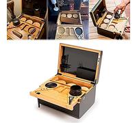 RELYWE Coffret de Rangement en Bambou Premium Boîte de Rangement en Bois Coffret Cadeau de Luxe, Boîte de Séparateurs de Rangement Amovible avec Serrure, avec Plateau Mobile