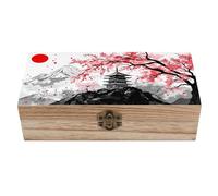 Coffret de rangement en bois en forme de pagode japonaise avec fermoir à charnière, coffret à bijoux décoratif fait main, élé coffret rétro, boîte de rangement compacte pour la maison, mariage.