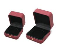 Coffret de rangement for pièces commémoratives en cuir synthétique, 2 pièces for pièces d'or et d'argent, doublure en flanelle et boucle dorée. Emballage cadeau(Dark Red)