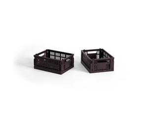 Coffret de Rangement HAY Colour Crate Mini Lot de 2 Bordeaux