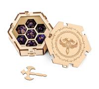 Coffret de rangement pour dés, 7 dés polyédriques D&D, Boîte de rangement en bois pour jeu de société, Dragon à deux têtes, Accessoires de jeu de rôle, Jeu de table, Cadeaux pour joueur de DND
