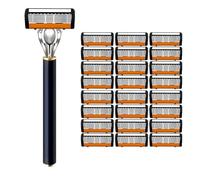 Coffret De Recharge De Rasoirs Pour Hommes 48 Pièces Avec Manche Gratuit, Lames En Acier Inoxydable Ultra-Tranchantes Pour Un Rasage En Douceur, Manche Sécurisé, Rasoir Pour Le Visage(24Pcs)