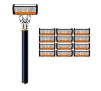 Coffret De Recharge De Rasoirs Pour Hommes 48 Pièces Avec Manche Gratuit, Lames En Acier Inoxydable Ultra-Tranchantes Pour Un Rasage En Douceur, Manche Sécurisé, Rasoir Pour Le Visage(12Pcs)