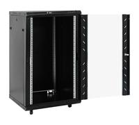 Coffret de réseau 18U 19 pouces IP20 en acier laminé à froid 60x60x100 cm avec pieds pivotants serrure et porte verre verrouillable pour stockage NAS serveur et partage de données