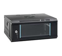 Coffret de réseau mural 4U - vidaXL - 53x40x21 cm - Acier laminé à froid - Noir - Porte en verre trempé