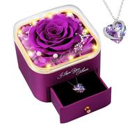 Coffret de Roses Eternelles pour Femme, Idéal pour Maman, Petite Amie, Epouse et Plus Encore, Idéal pour Un Anniversaire, Un Anniversaire de Mariage, Noël ou La Fête des Mères (Violet)