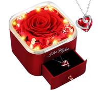 Coffret de Roses Eternelles pour Femme, Idéal pour Maman, Petite Amie, Epouse et Plus Encore, Idéal pour Un Anniversaire, Un Anniversaire de Mariage, Noël ou La Fête des Mères (Rouge)