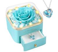 Coffret de Roses Eternelles pour Femme, Idéal pour Maman, Petite Amie, Epouse et Plus Encore, Idéal pour Un Anniversaire, Un Anniversaire de Mariage, Noël ou La Fête des Mères (Bleu Clair)