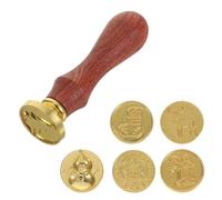 Coffret de Sceau de Cire de Noël Vintage Poignée en Bois | Têtes en Alliage, Gravure Nette et Prise Confortable, pour Cartes de Vœux, DIY Créatif
