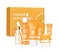 Coffret de soins à la Vitamine C,Coffret Beauté Femme Soin Visage Femme,Soins pour le Visag à La Vitamine C Anti-âge,Hydrate la Peau,Améliorer le Teint Terne und Réduit les Ridules,6 pièces