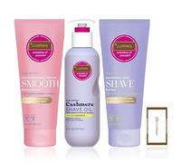 Coffret de soins de la peau : contient E.O.S Cashmere Shave & Smooth Trio - Huile de rasage vanille cachemire, beurre à raser et crème pour le corps avec lingette LuxPaks