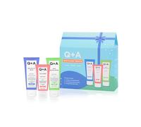 Coffret de soins Q+A, routine en 3 étapes pour une peau lisse et douce, gel douche à l'acide salicylique (75 ml), gommage corporel AHA (75 ml) et beurre corporel au collagène (50 ml), articles pour