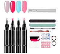 Coffret de stylos à ongles professionnels - 4 couleurs par lot avec outil, stylo à vernis à ongles, stylos à vernis à ongles 3 en 1 à séchage rapide pour femmes (1 Set(24 pcs)-E)