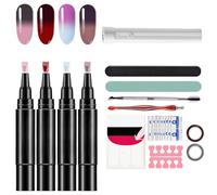 Coffret de stylos à ongles professionnels - 4 couleurs par lot avec outil, stylo à vernis à ongles, stylos à vernis à ongles 3 en 1 à séchage rapide pour femmes (1 Set(24 pcs)-J)