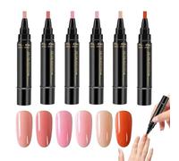 Coffret de stylos de vernis à ongles gel, stylos nail arts 6 couleurs, pinceau 2 en 1 pour la peinture DIYs, accessoires de peinture sans UV pour manucure professionnelle