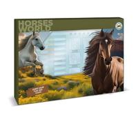 Coffret De Tampons - Multiprint - 4895 - Les Chevaux - 7 Tampons Bois Et Latex. 12 Feutres Giotto. Regle. Album Coloriage