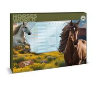 Coffret de tampons - MULTIPRINT - 4895 - Les Chevaux - 7 tampons bois et latex, 12 feutres Giotto, règle, album coloriage