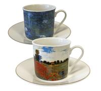 Enesco Coffret de Tasses et sous-tasses en céramique Claude Monet BLEU
