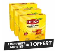 Coffret de Thé Noir Yellow Label Tea Lipton - 2 coffrets + 1 OFFERT - 300 sachets
