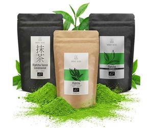 Coffret de thés verts japonais Mary Rose - Sélection Matcha BIO : Tenno Cérémonielle 30 g, Premium 30 g & Culinaire 100 g