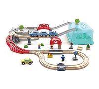 Coffret de train city deux en un - HAPE - E3771 - Pour enfant de 3 ans et plus - Marron et multicolore
