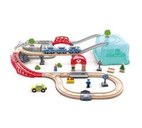 Coffret de train city deux en un - HAPE - E3771 - Pour enfant de 3 ans et plus - Marron et multicolore