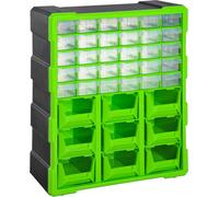 Coffret de tri DURHAND Magasin de petites pièces Boîte de rangement 39 compartiments Vert L38 x l16 x H47,5 cm