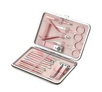 Coffret de vernis à ongles exfoliants en acier inoxydable, couleur or rose, 18 pièces, ciseaux à oreille, pour homme, couleur or rose