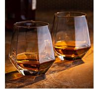 Coffret de verres à vin - OUT OF THE BLUE - Diamo - 2 verres - Verre à pied - Design à facettes