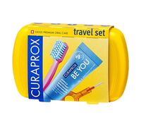 Coffret de voyage Curaprox Kids - Brosse à dents, dentifrice et brossettes interdentaires | Filaments Curen® ultra-doux | Coffret de voyage compact pour enfants (Violet)
