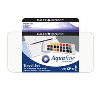 Coffret de voyage de 24 demi-godets d'aquarelle Daler-Rowney Aquafine avec pinceau