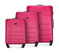 WITTCHEN Valise de Voyage Set de 3 valises Valise à roulettes Bagages à Main ABS 4 roulettes pivotantes Serrure à Combinaison Poignée télescopique Globe Line Rose Air France/Easyjet/Ryanair