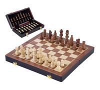 Engelhart - 150205 - Coffret d'Échecs de Luxe - Bois Massif Frêne - Pliant - Pièces Sculptées - Jeu de Stratégie - Echiquier en Bois - 24,5 cm - Jeux d'échecs - Adultes & Enfants